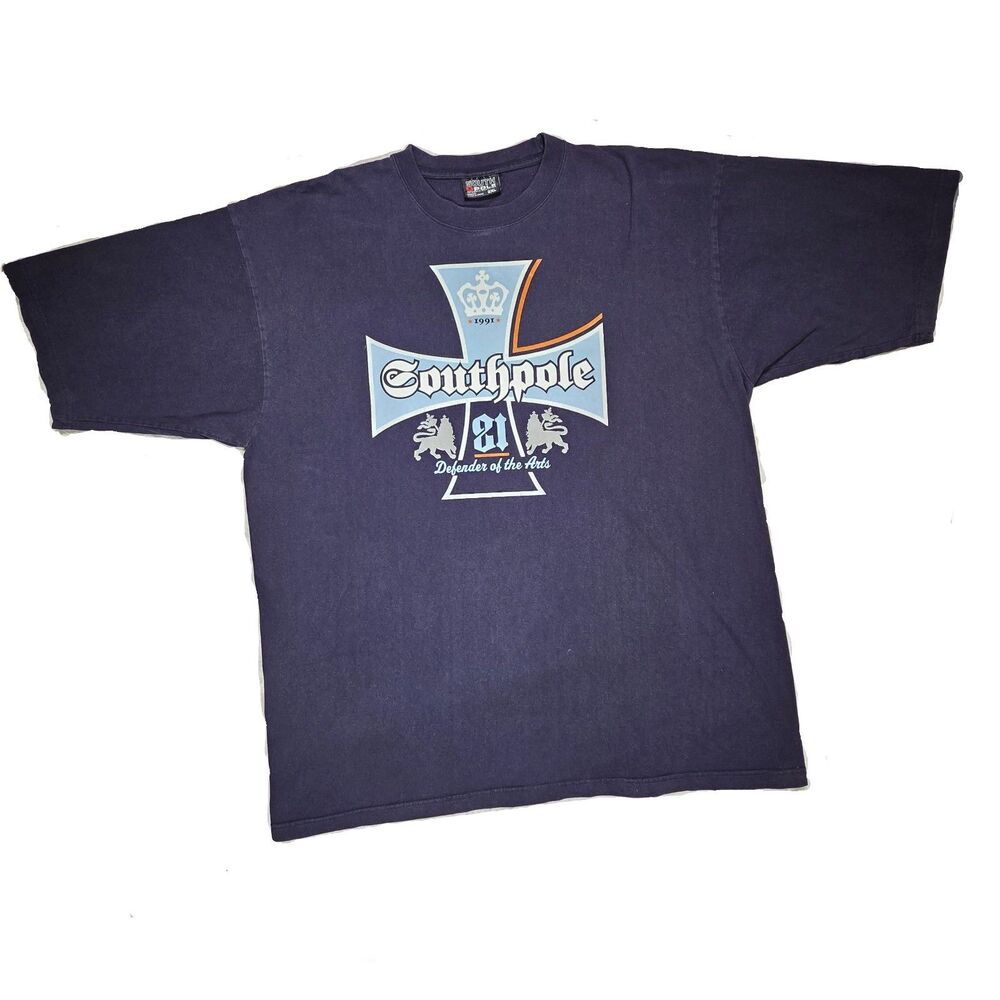 Y2K South Pole Graphic T Shirt XXL Navy Oversized Hip Hop Streetwear Tee